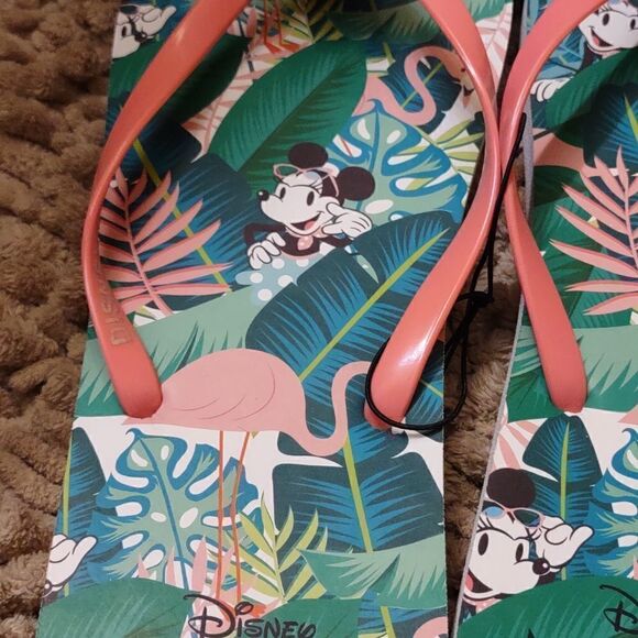 New Minnie‎ Mouse flip flops, size XL, tropical print, perfect condition - Picture 7 of 7